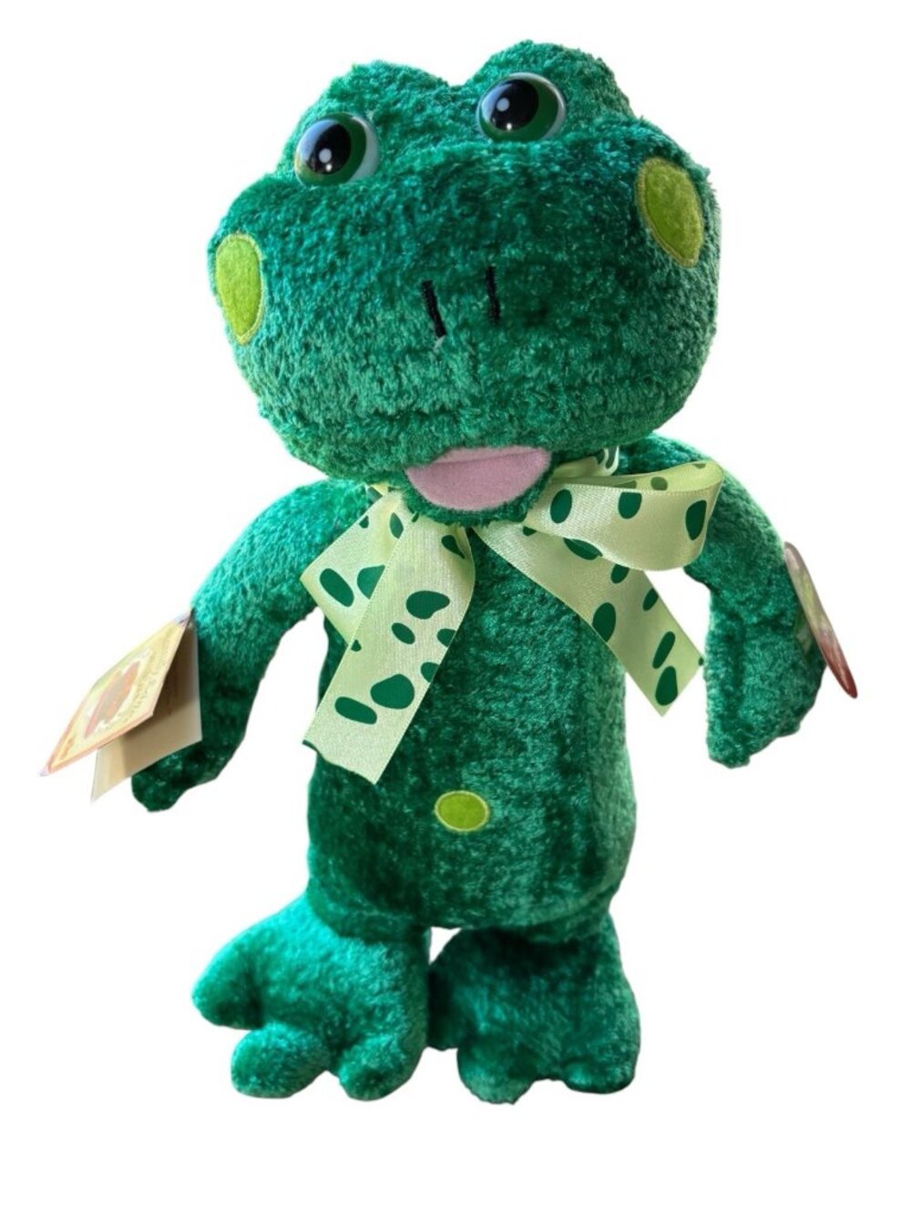 NOS Vtg PBC Chantilly Lane Speckles Frog 15" Musical Animated Hopping Singing